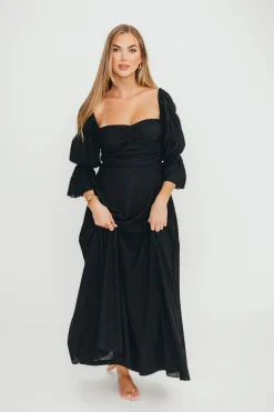 Sale Worth Collective Corrine Tiered Sleeve Maxi Dress with Pockets in Black - Bump Friendly