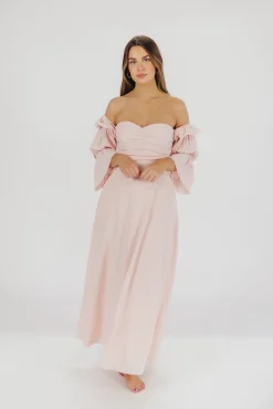 Best Worth Collective Corrine Tiered Sleeve Maxi Dress with Pockets in Ballerina Pink - Bump