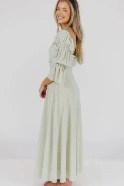 Fashion Worth Collective Corrine Tiered Sleeve Maxi Dress with Pockets in Mint - Bump Friendly