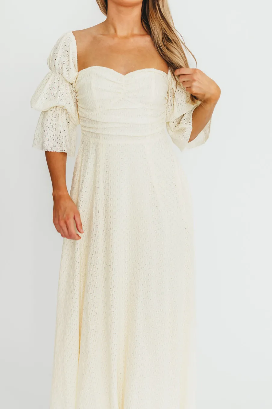 Outlet Worth Collective Corrine Tiered Sleeve Maxi Dress with Pockets in Butter Yellow - Bump