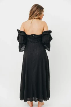 Sale Worth Collective Corrine Tiered Sleeve Maxi Dress with Pockets in Black - Bump Friendly
