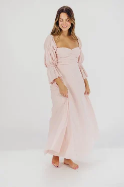 Best Worth Collective Corrine Tiered Sleeve Maxi Dress with Pockets in Ballerina Pink - Bump