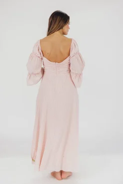 Best Worth Collective Corrine Tiered Sleeve Maxi Dress with Pockets in Ballerina Pink - Bump