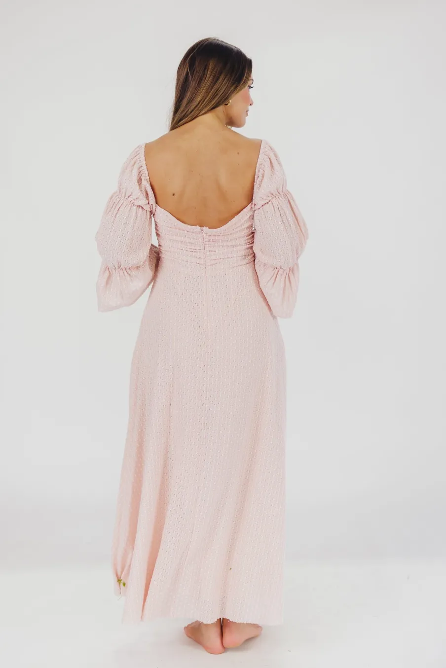 Best Worth Collective Corrine Tiered Sleeve Maxi Dress with Pockets in Ballerina Pink - Bump