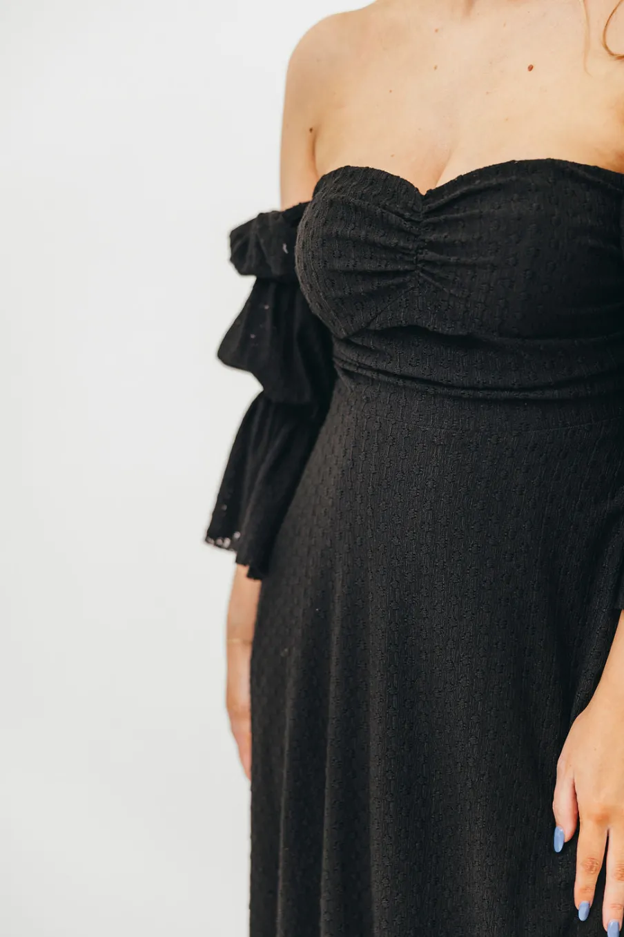Sale Worth Collective Corrine Tiered Sleeve Maxi Dress with Pockets in Black - Bump Friendly