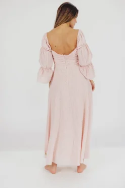 Best Worth Collective Corrine Tiered Sleeve Maxi Dress with Pockets in Ballerina Pink - Bump
