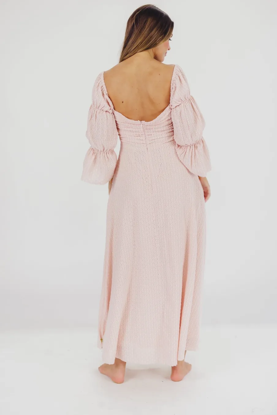 Best Worth Collective Corrine Tiered Sleeve Maxi Dress with Pockets in Ballerina Pink - Bump