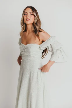 Fashion Worth Collective Corrine Tiered Sleeve Maxi Dress with Pockets in Mint - Bump Friendly