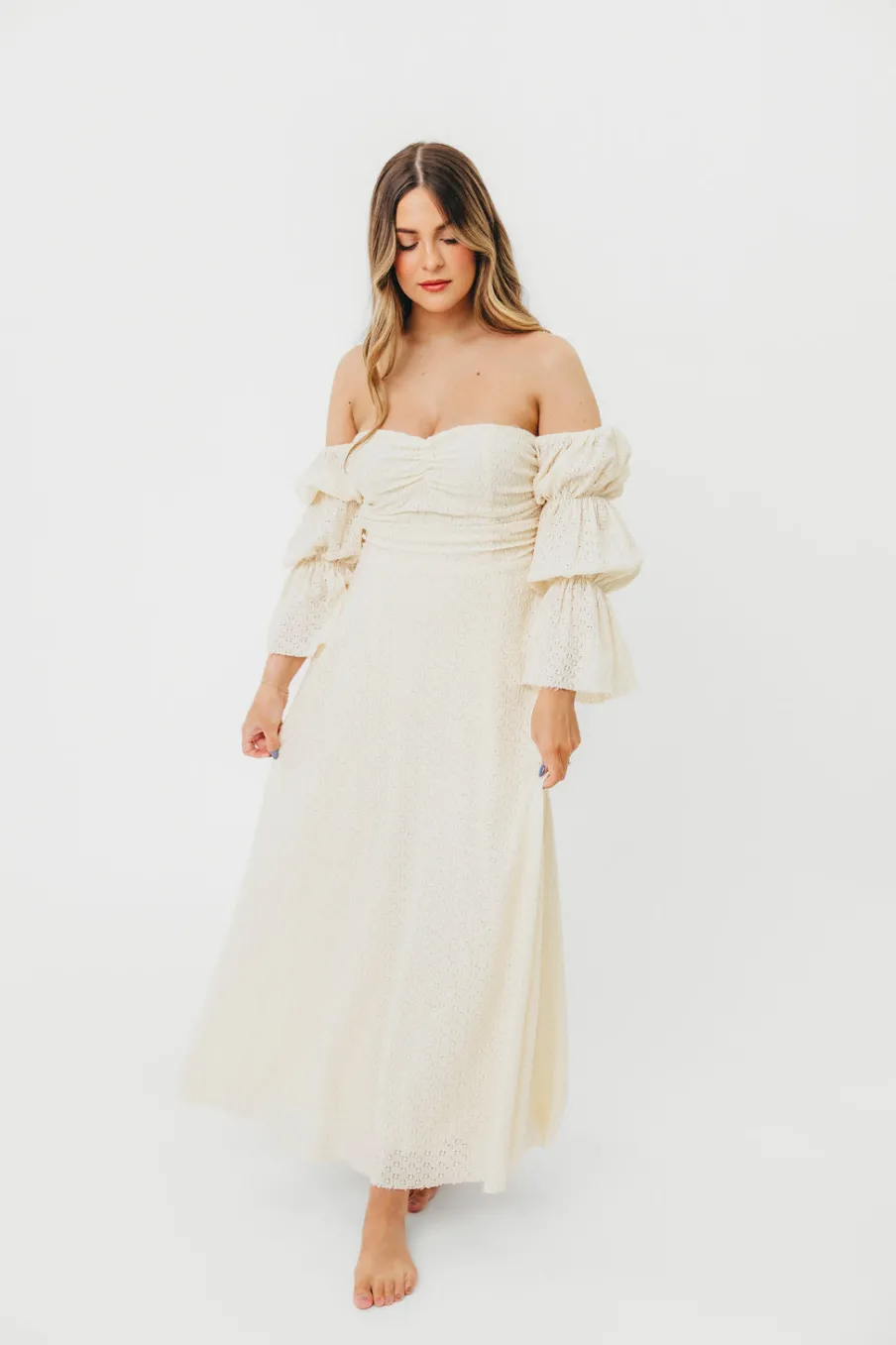 Outlet Worth Collective Corrine Tiered Sleeve Maxi Dress with Pockets in Butter Yellow - Bump