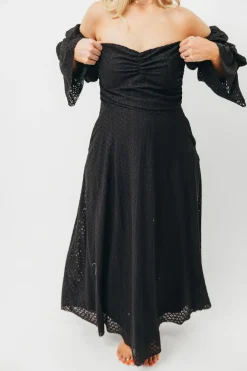 Sale Worth Collective Corrine Tiered Sleeve Maxi Dress with Pockets in Black - Bump Friendly