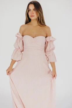 Best Worth Collective Corrine Tiered Sleeve Maxi Dress with Pockets in Ballerina Pink - Bump