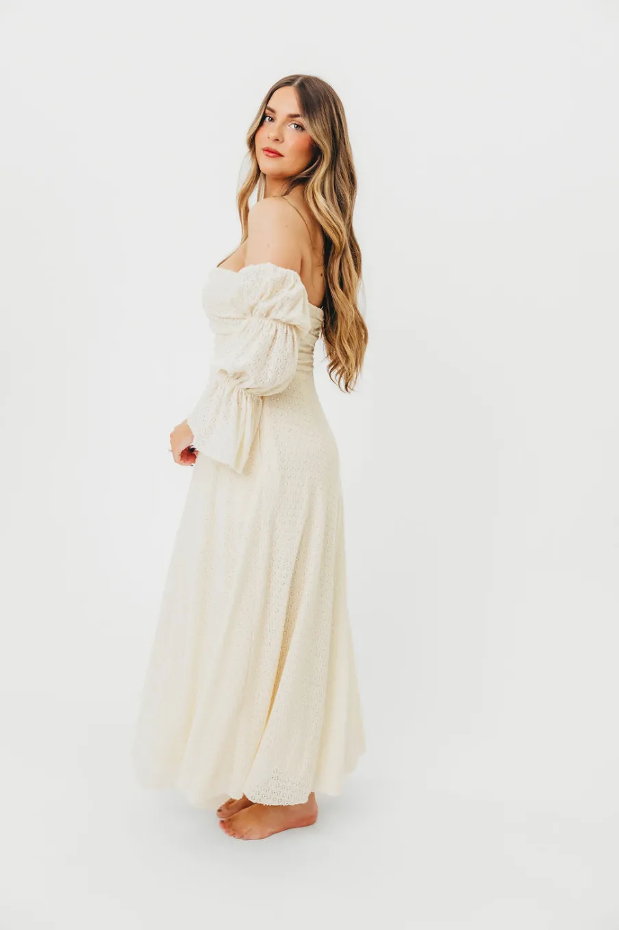 Outlet Worth Collective Corrine Tiered Sleeve Maxi Dress with Pockets in Butter Yellow - Bump