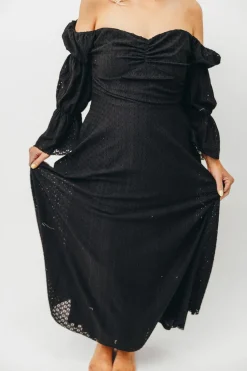 Sale Worth Collective Corrine Tiered Sleeve Maxi Dress with Pockets in Black - Bump Friendly