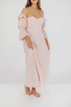 Best Worth Collective Corrine Tiered Sleeve Maxi Dress with Pockets in Ballerina Pink - Bump