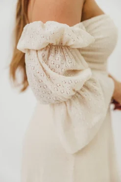 Outlet Worth Collective Corrine Tiered Sleeve Maxi Dress with Pockets in Ivory Cream - Bump Fr