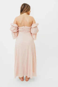 Best Worth Collective Corrine Tiered Sleeve Maxi Dress with Pockets in Ballerina Pink - Bump
