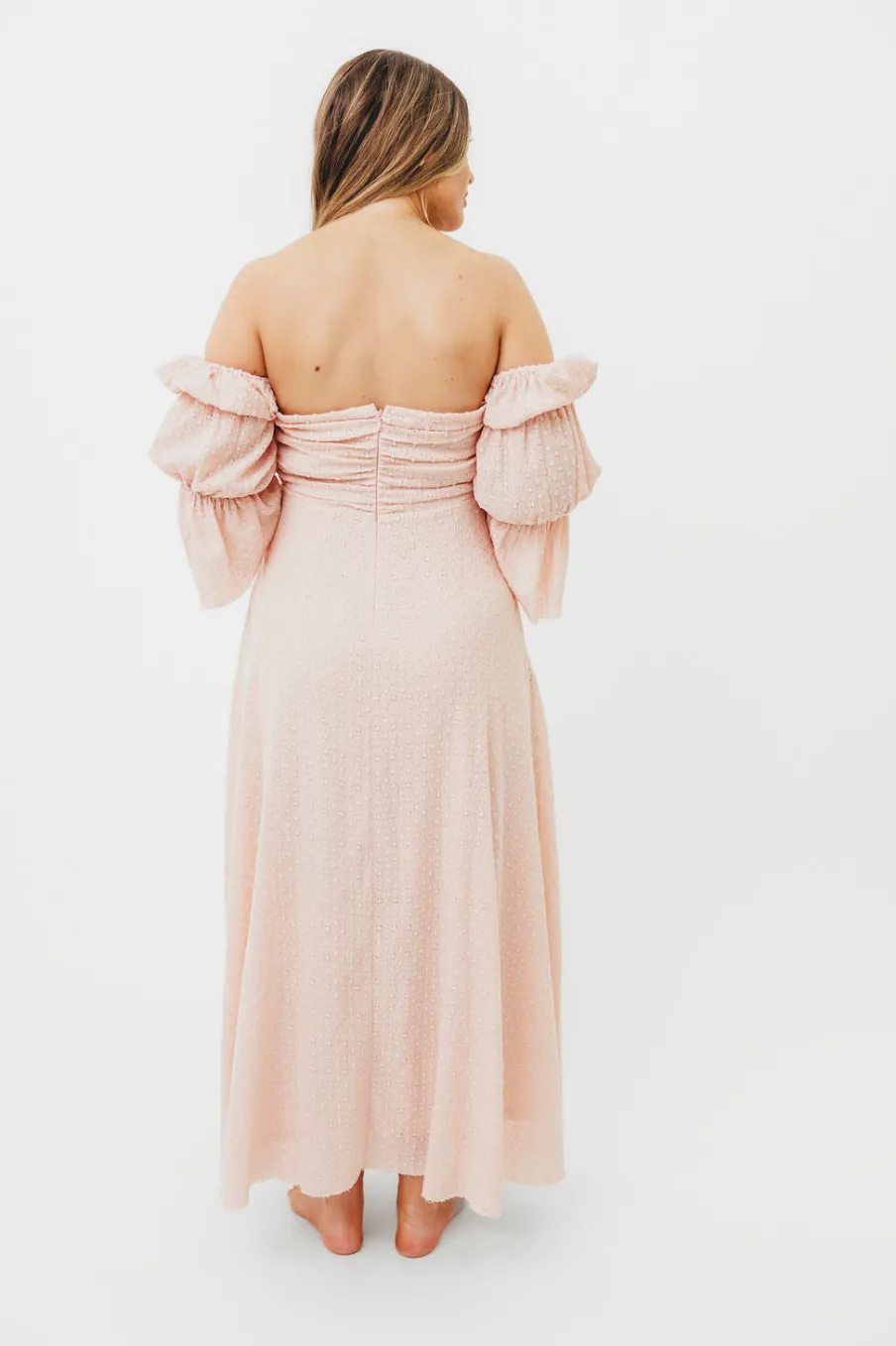 Best Worth Collective Corrine Tiered Sleeve Maxi Dress with Pockets in Ballerina Pink - Bump