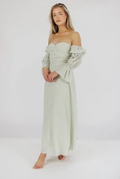 Fashion Worth Collective Corrine Tiered Sleeve Maxi Dress with Pockets in Mint - Bump Friendly