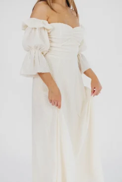 Outlet Worth Collective Corrine Tiered Sleeve Maxi Dress with Pockets in Ivory Cream - Bump Fr