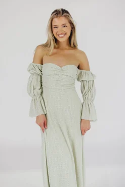 Fashion Worth Collective Corrine Tiered Sleeve Maxi Dress with Pockets in Mint - Bump Friendly