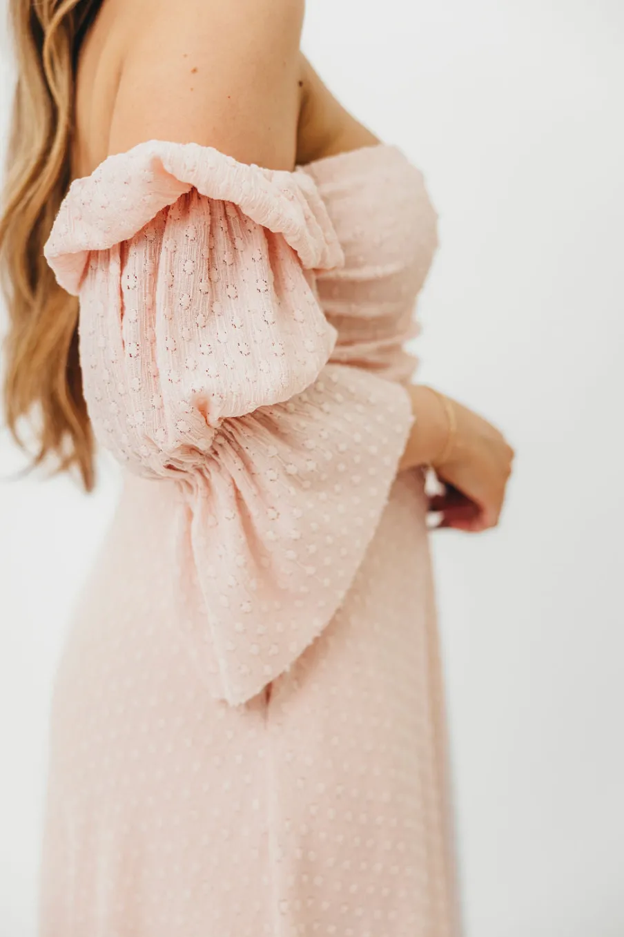 Best Worth Collective Corrine Tiered Sleeve Maxi Dress with Pockets in Ballerina Pink - Bump