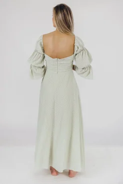Fashion Worth Collective Corrine Tiered Sleeve Maxi Dress with Pockets in Mint - Bump Friendly