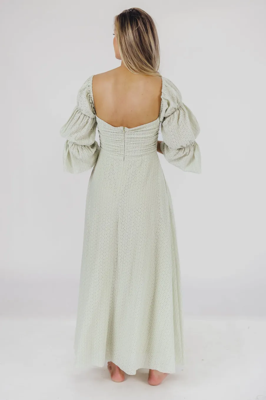 Fashion Worth Collective Corrine Tiered Sleeve Maxi Dress with Pockets in Mint - Bump Friendly
