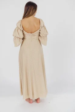 Hot Worth Collective Corrine Tiered Sleeve Maxi Dress with Pockets in Beige - Bump Friendly