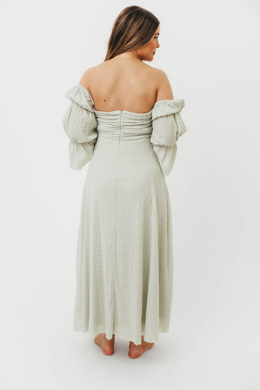 Fashion Worth Collective Corrine Tiered Sleeve Maxi Dress with Pockets in Mint - Bump Friendly