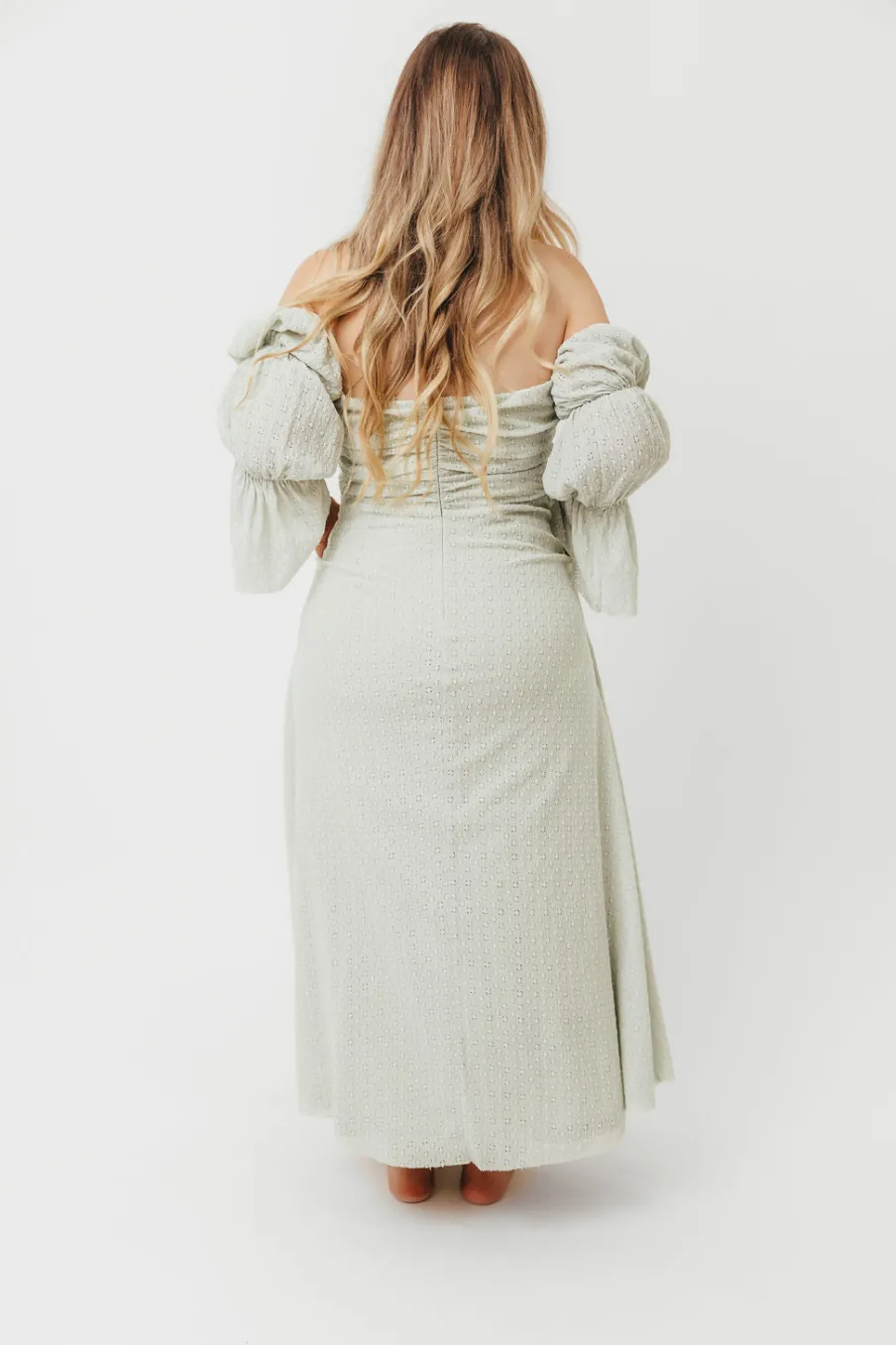 Fashion Worth Collective Corrine Tiered Sleeve Maxi Dress with Pockets in Mint - Bump Friendly