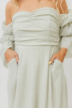 Fashion Worth Collective Corrine Tiered Sleeve Maxi Dress with Pockets in Mint - Bump Friendly