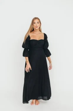 Sale Worth Collective Corrine Tiered Sleeve Maxi Dress with Pockets in Black - Bump Friendly