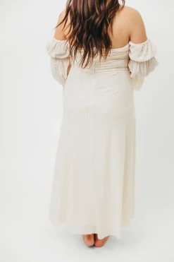 Outlet Worth Collective Corrine Tiered Sleeve Maxi Dress with Pockets in Ivory Cream - Bump Fr