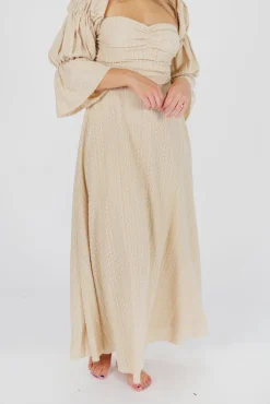 Hot Worth Collective Corrine Tiered Sleeve Maxi Dress with Pockets in Beige - Bump Friendly