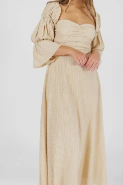 Hot Worth Collective Corrine Tiered Sleeve Maxi Dress with Pockets in Beige - Bump Friendly
