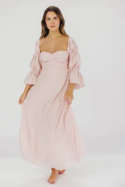 Best Worth Collective Corrine Tiered Sleeve Maxi Dress with Pockets in Ballerina Pink - Bump