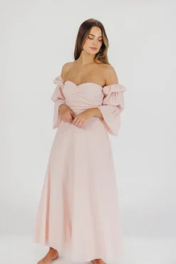 Best Worth Collective Corrine Tiered Sleeve Maxi Dress with Pockets in Ballerina Pink - Bump
