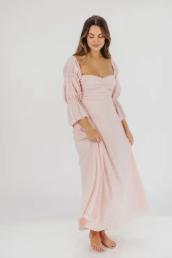 Best Worth Collective Corrine Tiered Sleeve Maxi Dress with Pockets in Ballerina Pink - Bump