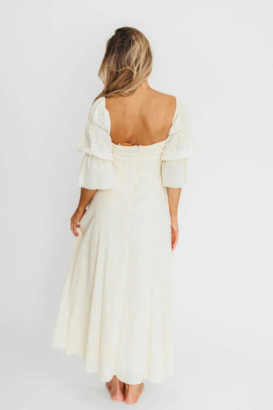 Outlet Worth Collective Corrine Tiered Sleeve Maxi Dress with Pockets in Butter Yellow - Bump