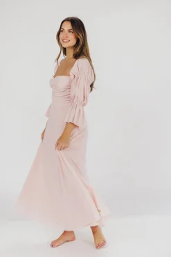 Best Worth Collective Corrine Tiered Sleeve Maxi Dress with Pockets in Ballerina Pink - Bump