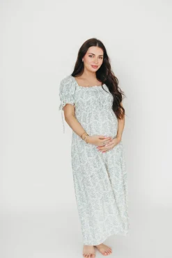 Outlet Worth Collective 100% Cotton Savanna Steppe Dress in Blue- Bump Friendly & Inclusive Si