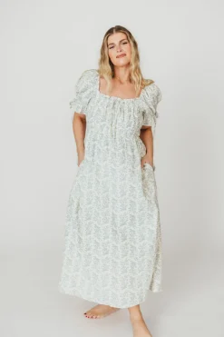 Outlet Worth Collective 100% Cotton Savanna Steppe Dress in Blue- Bump Friendly & Inclusive Si