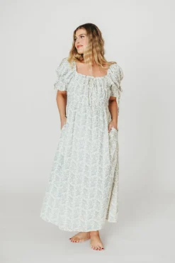 Outlet Worth Collective 100% Cotton Savanna Steppe Dress in Blue- Bump Friendly & Inclusive Si