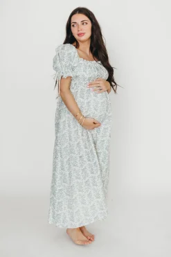 Outlet Worth Collective 100% Cotton Savanna Steppe Dress in Blue- Bump Friendly & Inclusive Si