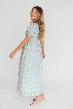 Outlet Worth Collective 100% Cotton Savanna Steppe Dress in Blue- Bump Friendly & Inclusive Si