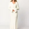 Best Worth Collective Courtney Boucle Maxi Shirt Dress in Cream- Nursing Friendly