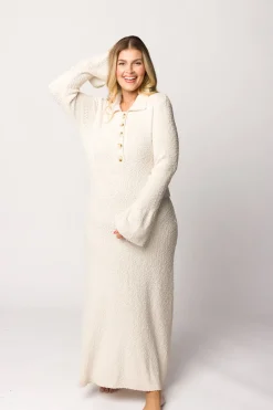 Best Worth Collective Courtney Boucle Maxi Shirt Dress in Cream- Nursing Friendly