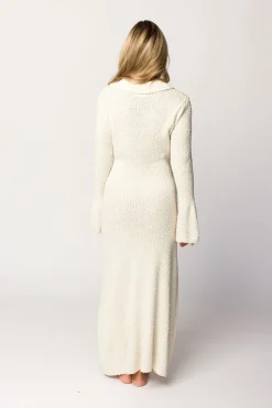 Best Worth Collective Courtney Boucle Maxi Shirt Dress in Cream- Nursing Friendly