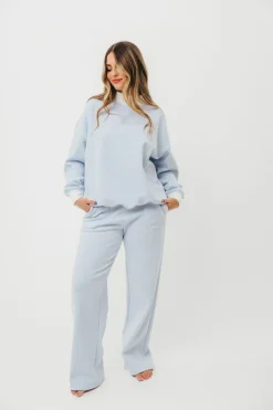 Clearance Worth Collective Cynthia Mini Striped Mock Neck Sweatshirt Blue and White