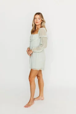 Clearance Worth Collective Cyrus Mini Dress in Sage
